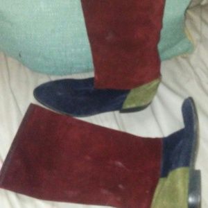 Vintage Bruno Magli tri color suede riding boot